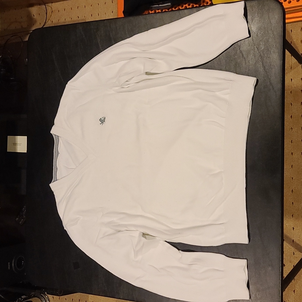 Express v neck sweater white XL